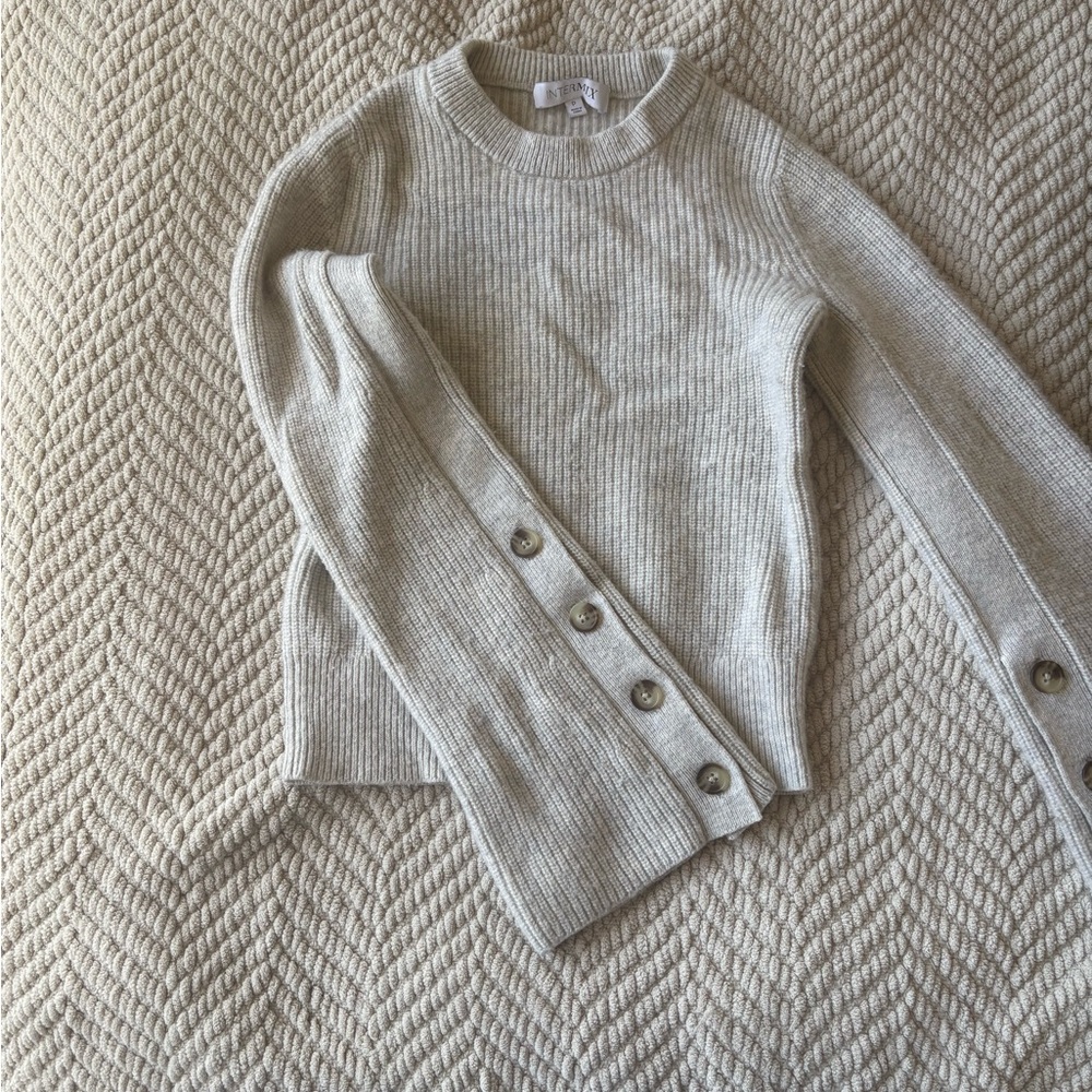 INTERMIX Beige Sweater with Button Accents